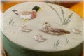 Ducks on the Pond decorating a large oval green box. This is a kit. Please see our catalogue, under Box Kits.